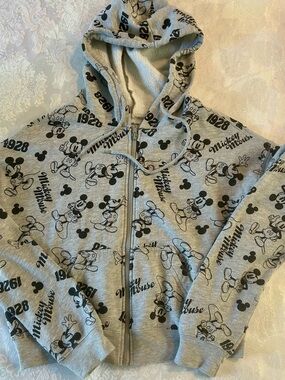 Disney Grey Mickey Mouse Allover Zip Hoodie